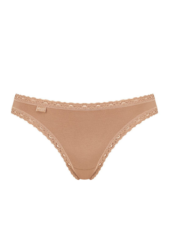 24/7 Tai Βαμβακερά Γυναικεία Slip 3Pack με Δαντέλα Μπεζ