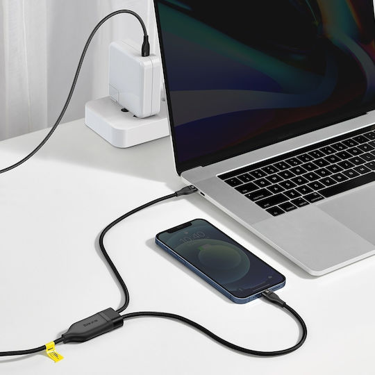 Baseus Flash Series Braided USB to Type-C / Lightning Cable 5A Μαύρο 1.2m (CA1T2-F01)