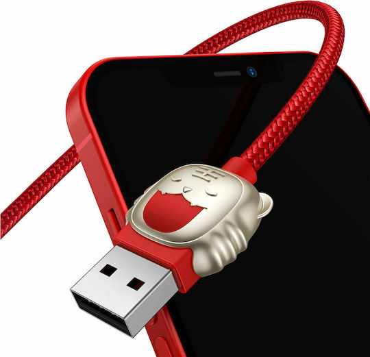 Baseus Tiger Braided USB to micro USB / Type-C / Lightning Cable 3.5A Κόκκινο 1.2m (CASX010009)