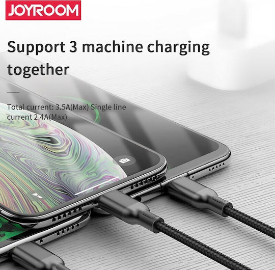 Joyroom S-M401 Braided USB to Lightning / Type-C / micro USB Cable 3.5A Μαύρο 1.2m