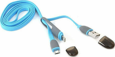 Platinet Flat USB to Lightning / micro USB Cable Μπλε 1m (PL42871)