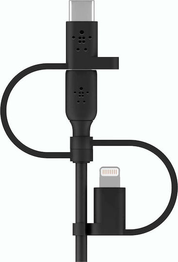 Belkin Regular USB to Lightning / Type-C / micro USB Cable Μαύρο 1m (CAC001BT1MBK)