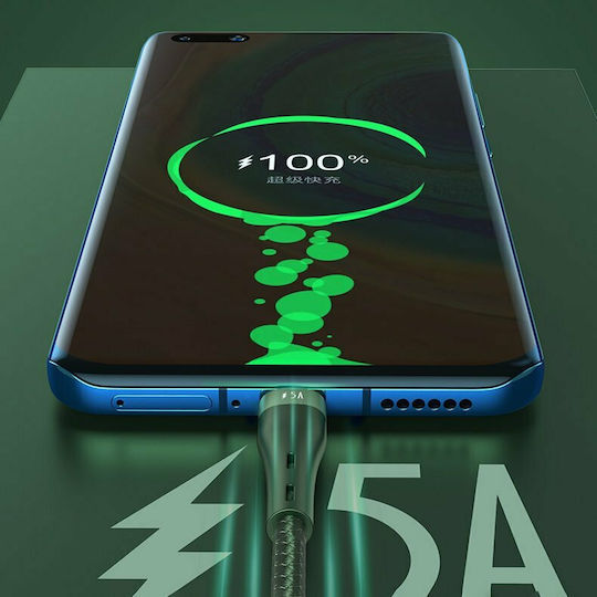 Proda Braided USB to Lightning / Type-C / micro USB Cable Μαύρο 1.2m (PD-B59th)