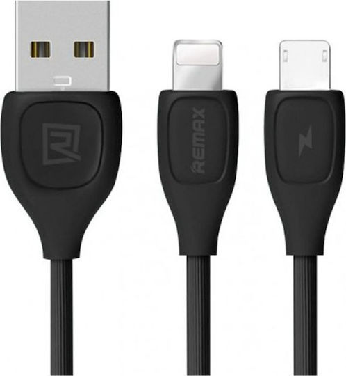 Remax Lesu RC-050t Редовна USB към Lightning / micro USB Кабел Черен 2м