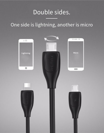 Remax Lesu RC-050t Редовна USB към Lightning / micro USB Кабел Черен 2м