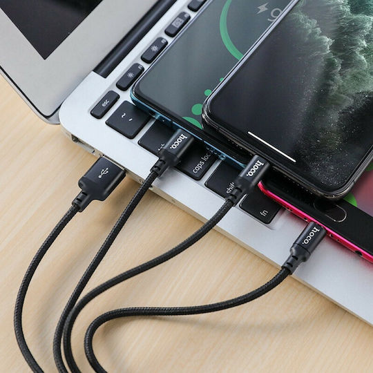 Hoco Braided USB to Type-C Cable Μαύρο 1m (X14 3-in-1 Times Speed)