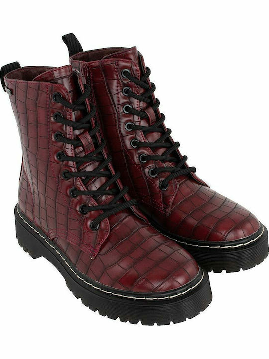 13/149 Women's Patent Leather Ankle Boots Burgundy