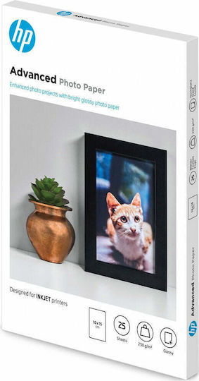 HP Advanced Glossy Photo Paper A6 (10x15) 250gr/m² for Printers Inkjet 25 Sheets