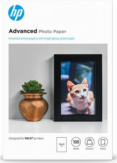 HP Advanced Glossy Photo Paper A6 (10x15) 250gr/m² for Printers Inkjet 100 Sheets