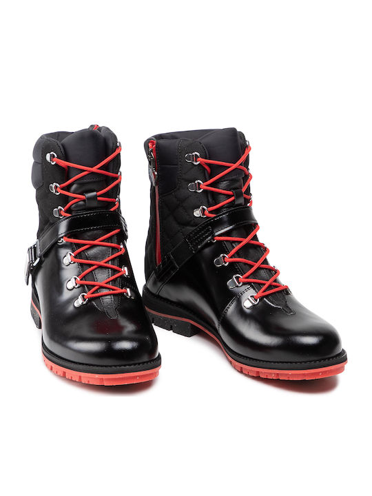 Leder Damen Knöchelstiefel Schwarz