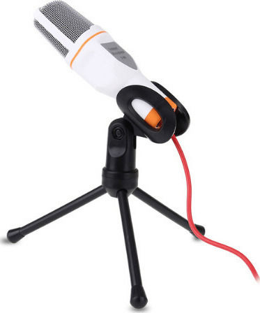 Ezra CTK-SF-666-ΟΕΜ Condenser Microphone 3.5mm Tabletop for Vocals in White Color