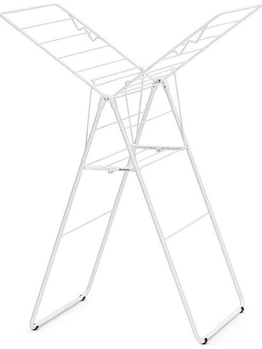 Brabantia Hangon Folding Floor Clothes Drying Rack Metallic Fresh White with Hanging Length 15m