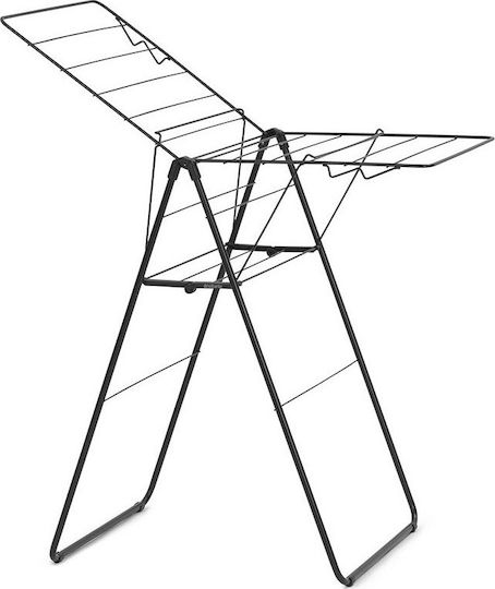 Brabantia Hangon Folding Floor Clothes Drying Rack Metallic Matt Black with Hanging Length 15m
