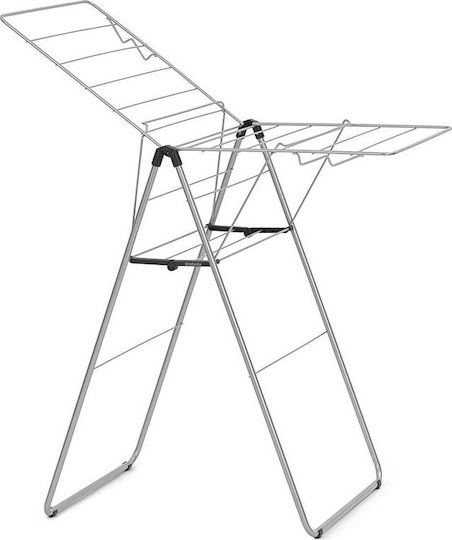 Brabantia Hangon Folding Floor Clothes Drying Rack Metallic Grey with Hanging Length 15m
