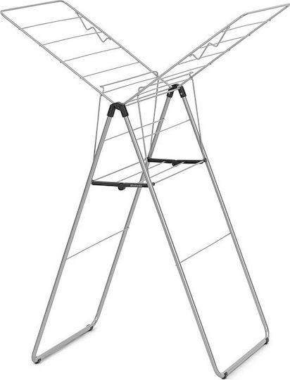 Brabantia Hangon Folding Floor Clothes Drying Rack Metallic Grey with Hanging Length 15m