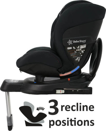 Bebe Stars Megan Детско Столче за Кола i-Размер с Isofix Черно 0-25 кг