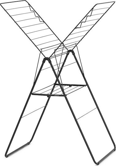 Brabantia Hangon Folding Floor Metallic Clothes Drying Rack Matt Black with 20m Hanging Length