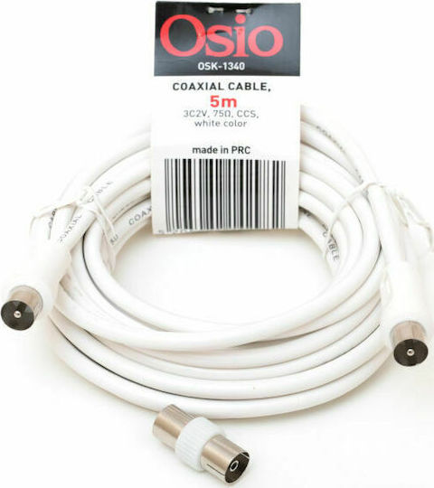 Osio Antenna Cable Coax male - Coax female White 5m (OSK-1340) 1pcs
