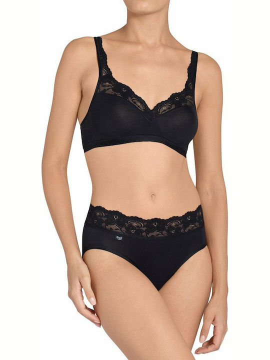 Romance Midi Γυναικείο Slip με Δαντέλα Μαύρο