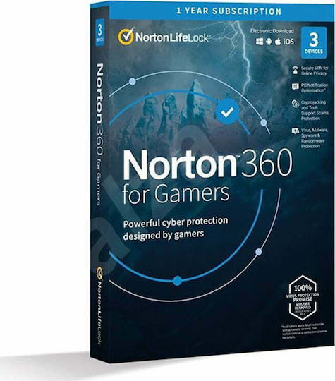 Norton 360 for Gamers για 3 Συσκευές και 1 Έτος Χρήσης