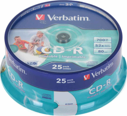 Verbatim Εγγράψιμα CD-R 52x 700MB Cake Box 25τμχ