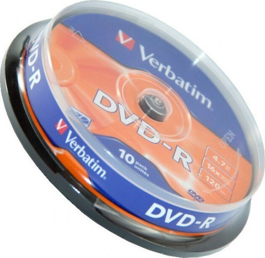 Verbatim Εγγράψιμα DVD-R 16x 4.7GB Cake Box 10τμχ