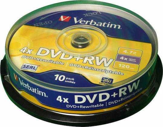 Verbatim Rewritable DVD+RW 4x 4.7GB Cake Box 10pcs