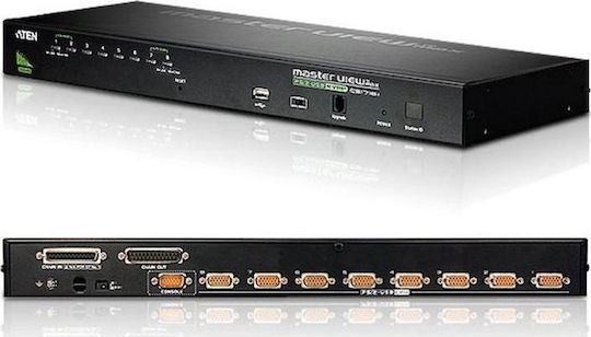 Aten 8-Port PS/2-USB VGA KVM Switch with Daisy-Chain Port and USB Peripheral Support