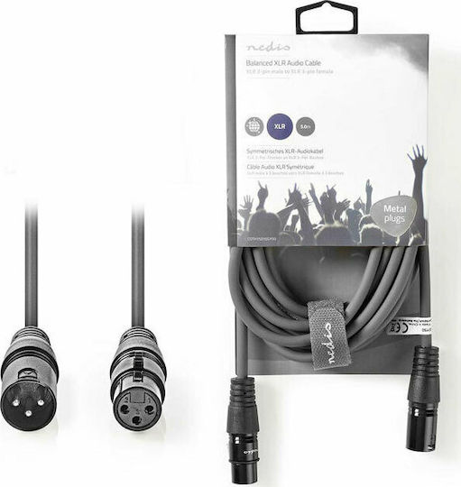 Nedis Cable XLR Male - XLR Female Gray 5m COTH15010GY50