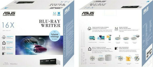 Asus BW-16D1HT Εσωτερικός Οδηγός Εγγραφής/Ανάγνωσης Blu-Ray/DVD/CD για Desktop Μαύρο