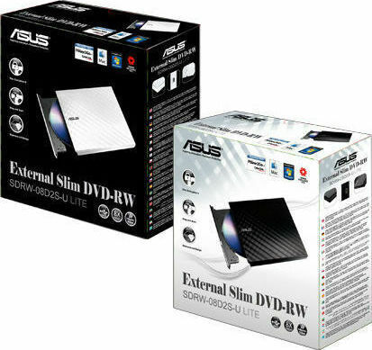 Asus SDRW-08D2S-U Lite External DVD/CD Recorder for Desktop / Laptop Black