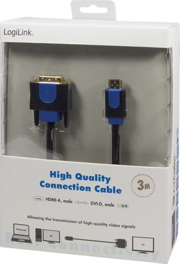 LogiLink Kabel DVI-D-Stecker - HDMI-Stecker 3m Schwarz (CHB3103)