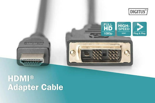 Digitus AK-330300-020-S 2m DVI-D male to HDMI male Cable Black (AK-330300-020-S)