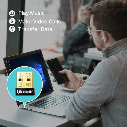 TP-LINK UB400 v1 USB Bluetooth 4.0 Адаптер с Обхват 10м Черен