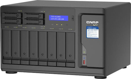 QNap TVS-h1288X-W1250-16G NAS Turm mit 8 Steckplätzen für HDD/SSD und 4 Ethernet-Anschlüsse