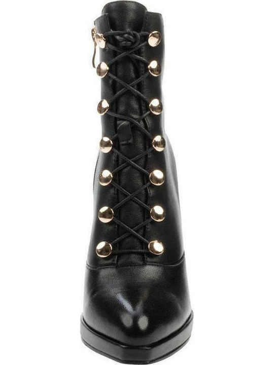 H3095-880 Ghete Dama De Piele Cu Toc Înalt Negre