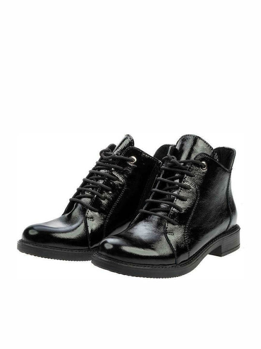 Women's Patent Leather Ankle Boots Black