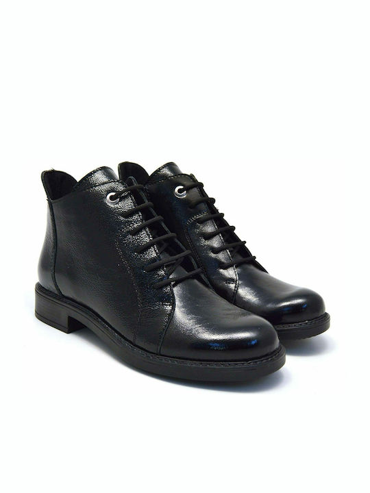 Women's Patent Leather Ankle Boots Black