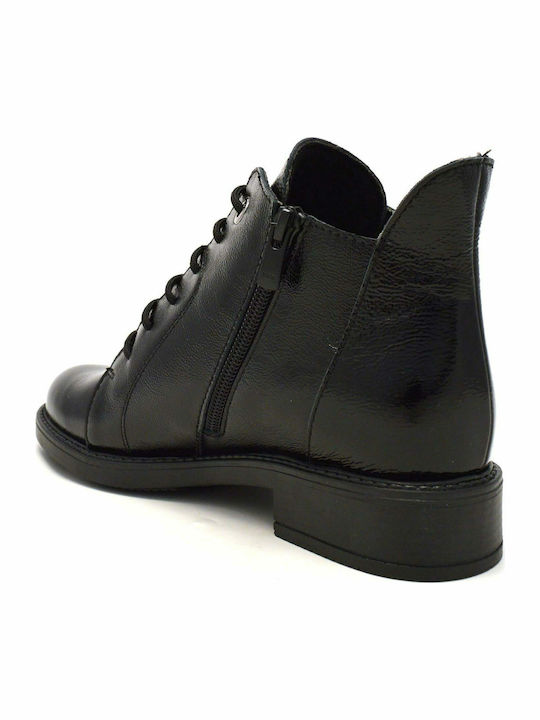Women's Patent Leather Ankle Boots Black