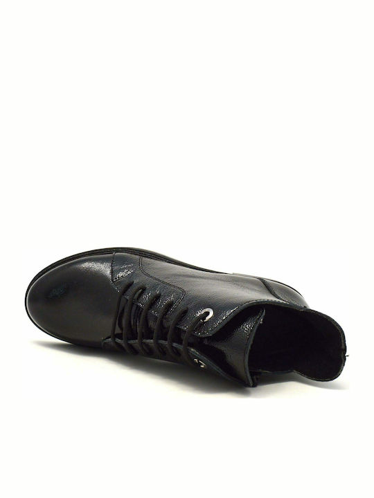 Women's Patent Leather Ankle Boots Black