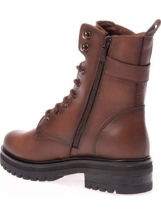 Leather Women's Ankle Boots Tabac Brown
