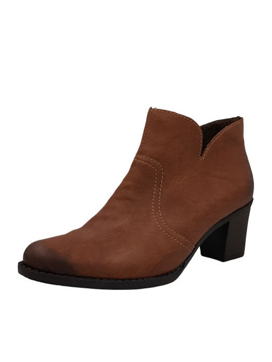 Rieker Leather Women's Ankle Boots Tabac Brown