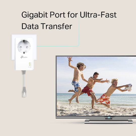 TP-LINK TL-PA7019P KIT v1 Powerline Double Wired with Passthrough Socket and Gigabit Ethernet Port