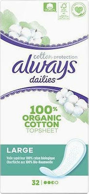 Always Dailies Cotton Protection Large Slipeinlagen für Normaler Fluss 2.5 Tropfen 32Stück