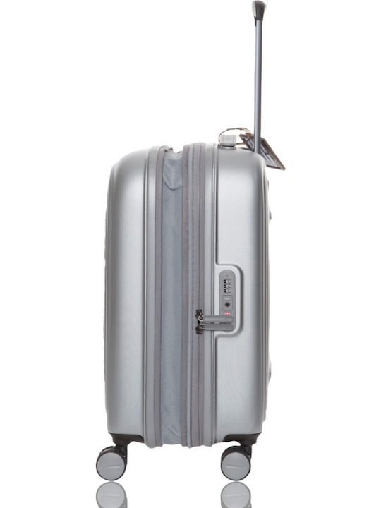 Mandarina Duck Logoduck Valiză De Călătorie De Cabină Tough Argintie Cu 4 Roți Înălțime 55 Cm P10SZV24-466