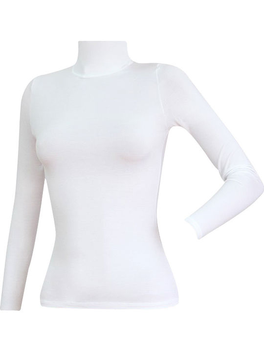 Fimelle Women's Long Sleeve Turtleneck T-Shirt White