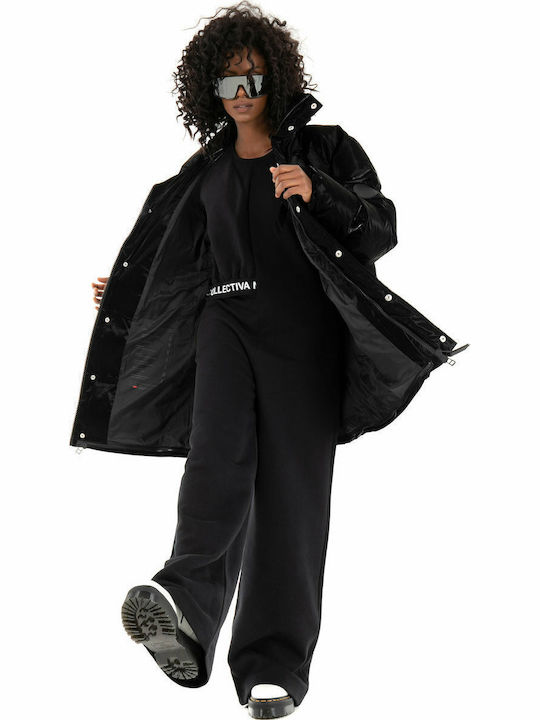 Women's Long Puffer Jacket for Winter Black