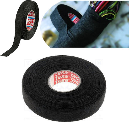 Tesa Professional Αυτοκόλλητη Υφασμάτινη Ταινία Μαύρη 15mx19mm