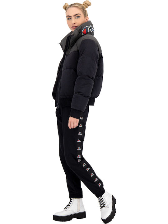 Women's Short Puffer Jacket for Winter Black