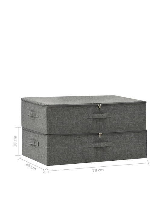 vidaXL Fabric Storage Box with Lid Gray 70x40x18cm 2pcs